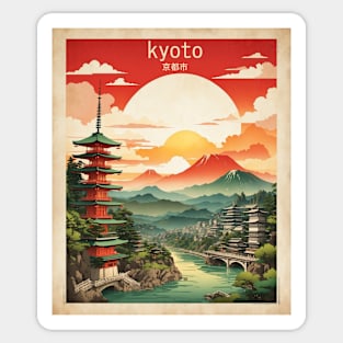 Kyoto Japan Vintage Travel Tourism Sunset Sticker